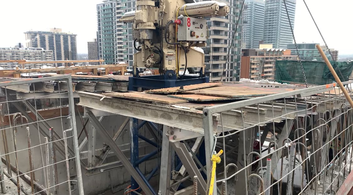 E2 Condos At Yonge And Eglinton Under Construction Concrete Pump Flying Panel E2 condos at yonge and eglinton under construction concrete pump flying panel
