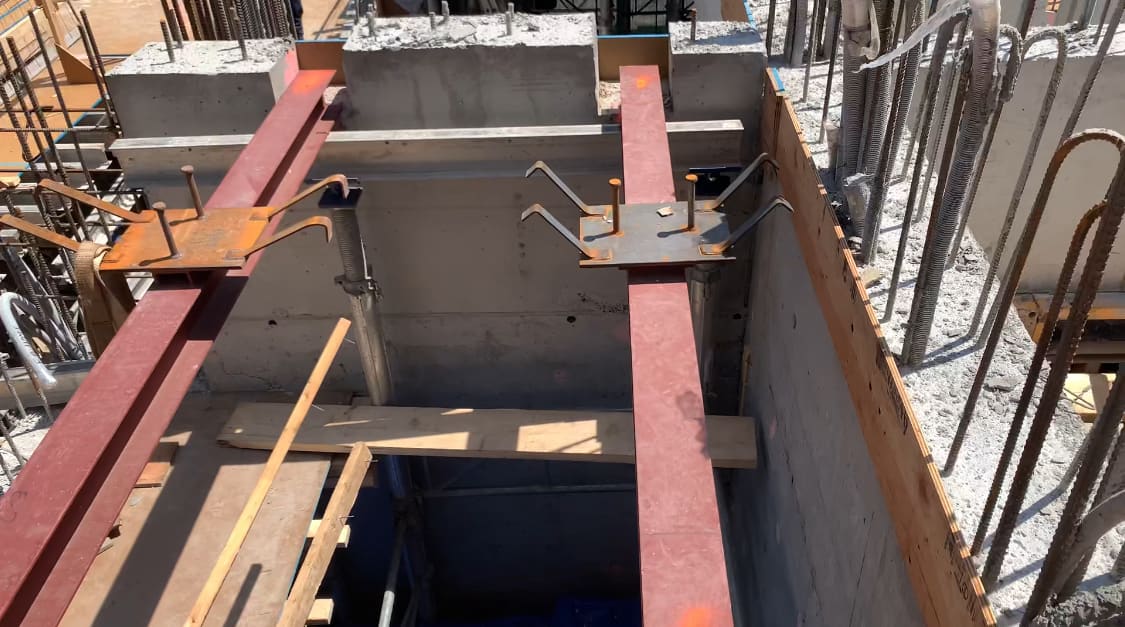 E2 Condos At Yonge And Eglinton Under Construction Service Elevator Hoist Beams E2 condos at yonge and eglinton under construction service elevator hoist beams